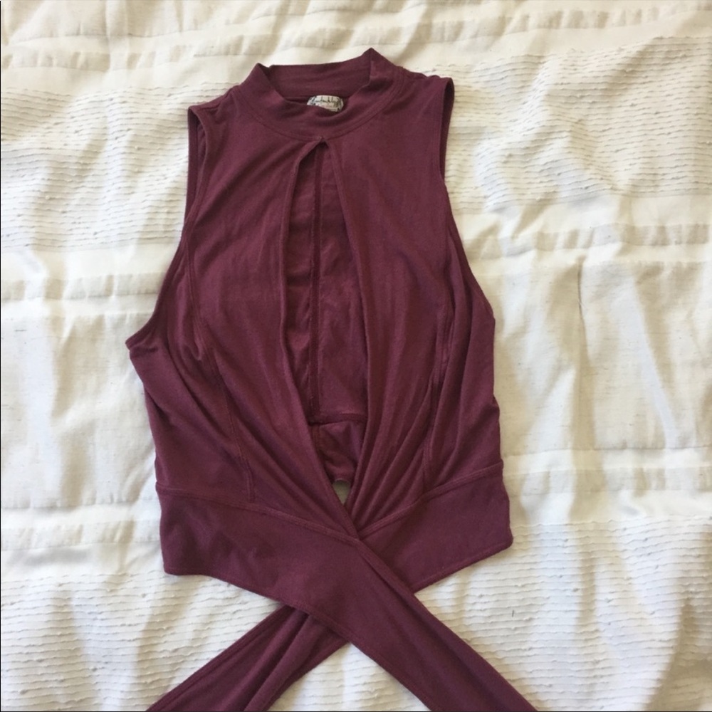 Maroon free people wrap tank with high neck